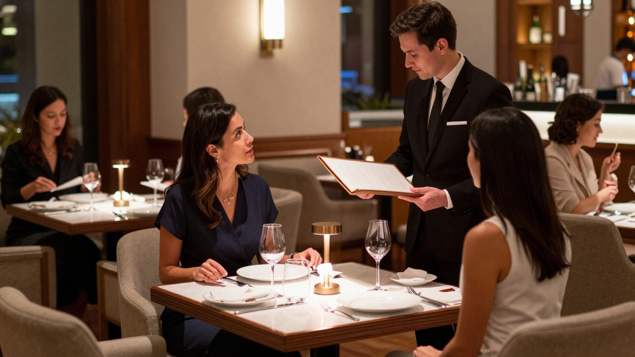 Couple dining at an exclusive resort a la carte restaurant