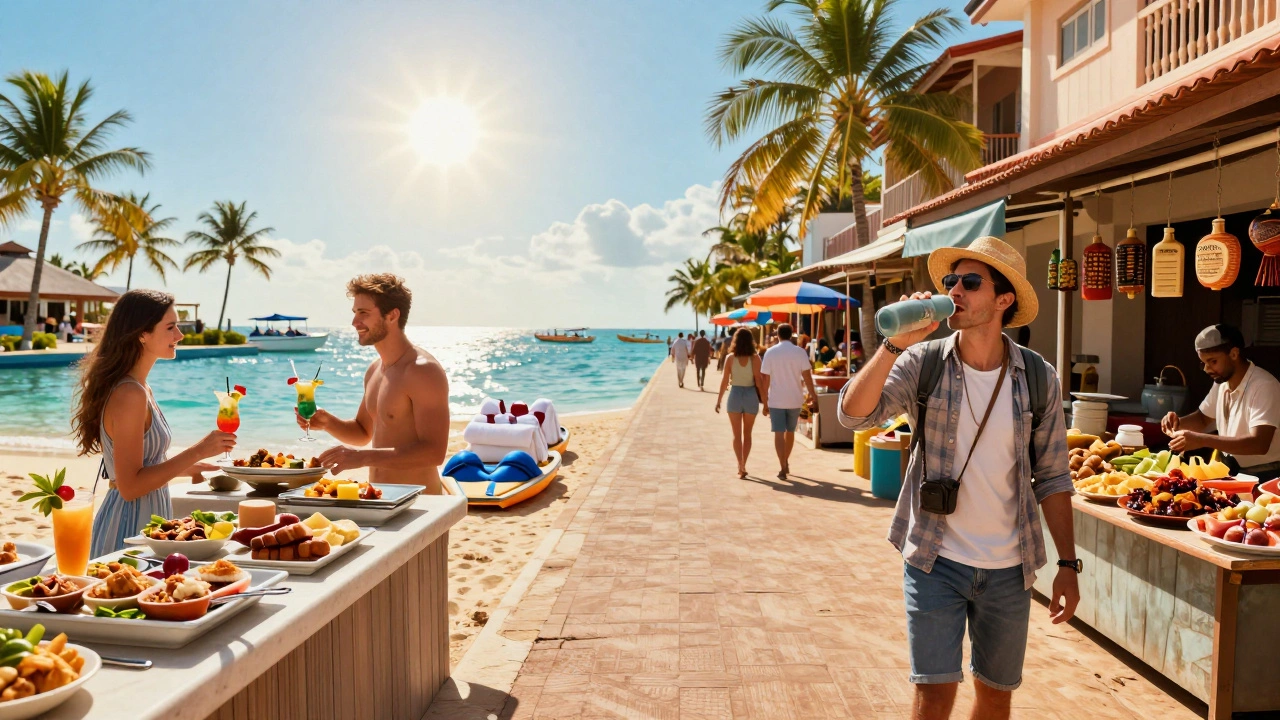 Contrast between luxury resort amenities and local street food exploration